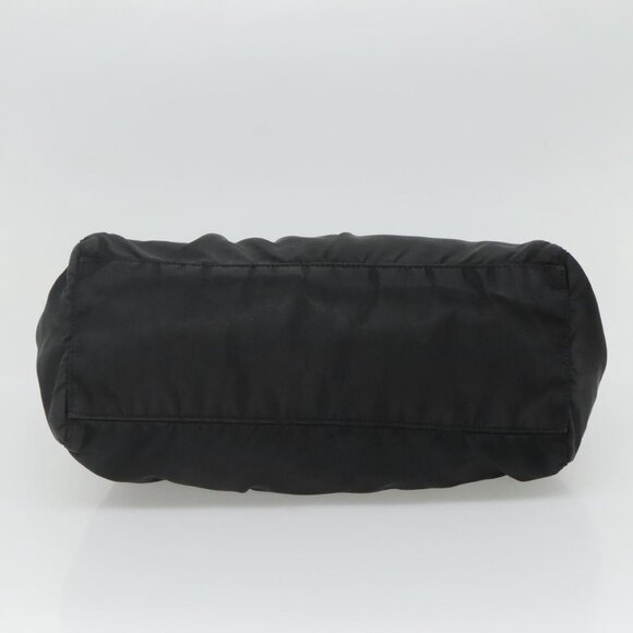 PRADA ribbon Hand Bag Nylon Leather 2way Black Gold Auth ki5666 - Picture 6 of 16